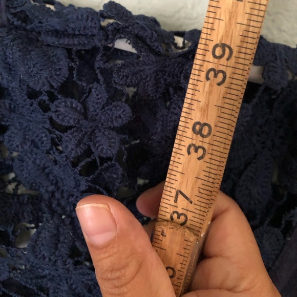 unbranded dark blue flower lace a-line dress labeled 4X see measurements - Picture 6 of 10